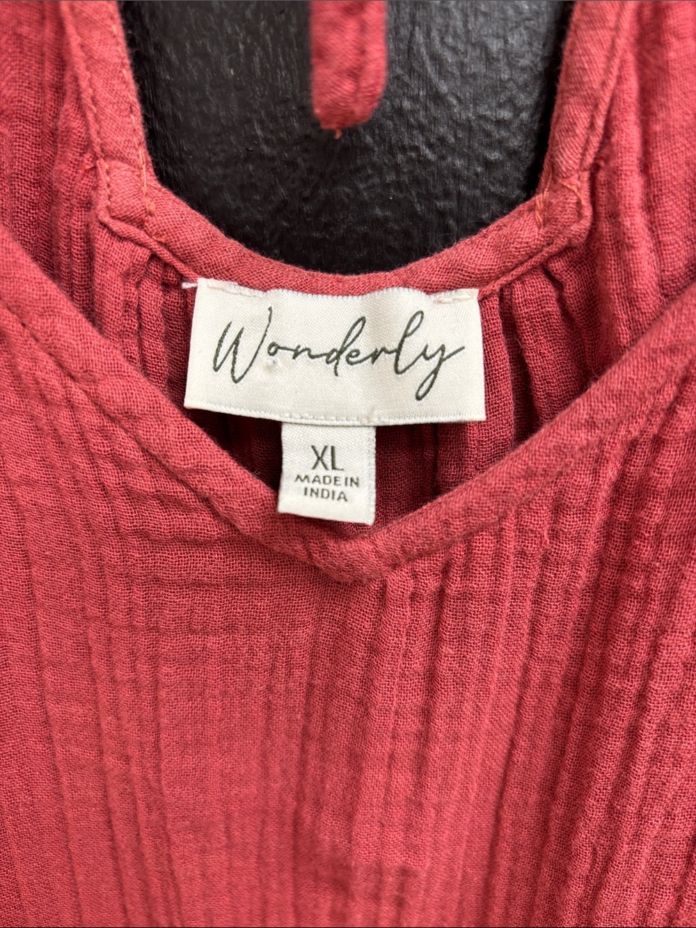 Wonderly dark Coral Tiered Maxi Dress V-Neck Tie fall light weight xl casual - Picture 3 of 5
